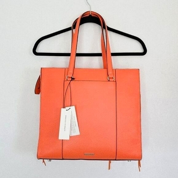 Rebecca Minkoff Side Zip Expandable Large Leather Tote in Flame NWT - Picture 5 of 14